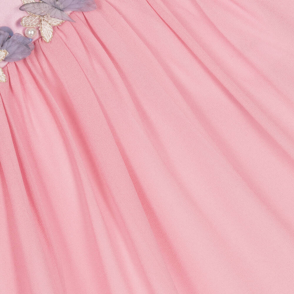 Le Mu-Girls Pink Chiffon Butterfly Dress | Childrensalon Outlet