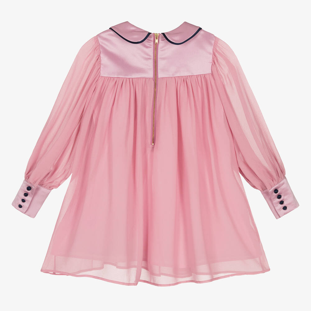 Le Mu-Girls Pink Chiffon Butterfly Dress | Childrensalon Outlet