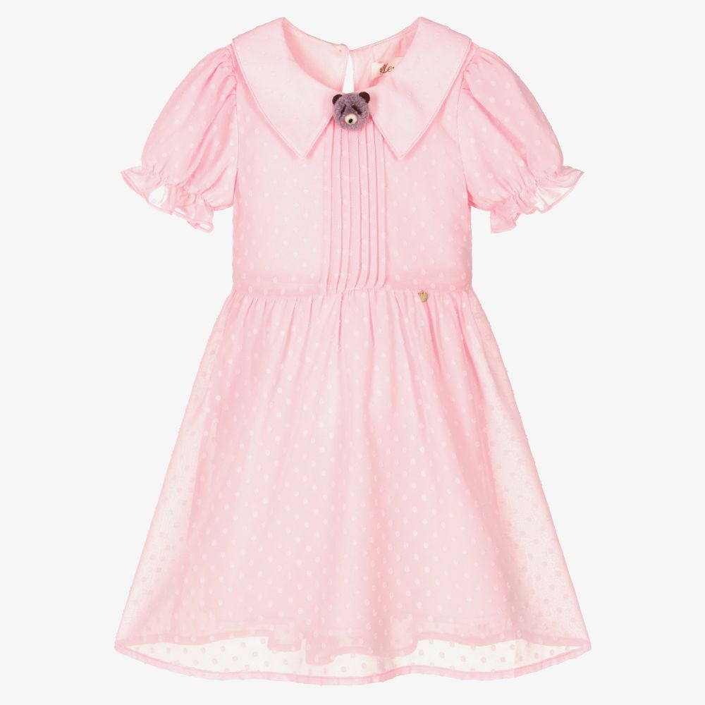 Le Mu - Girls Pink Chiffon Dress | Childrensalon Outlet