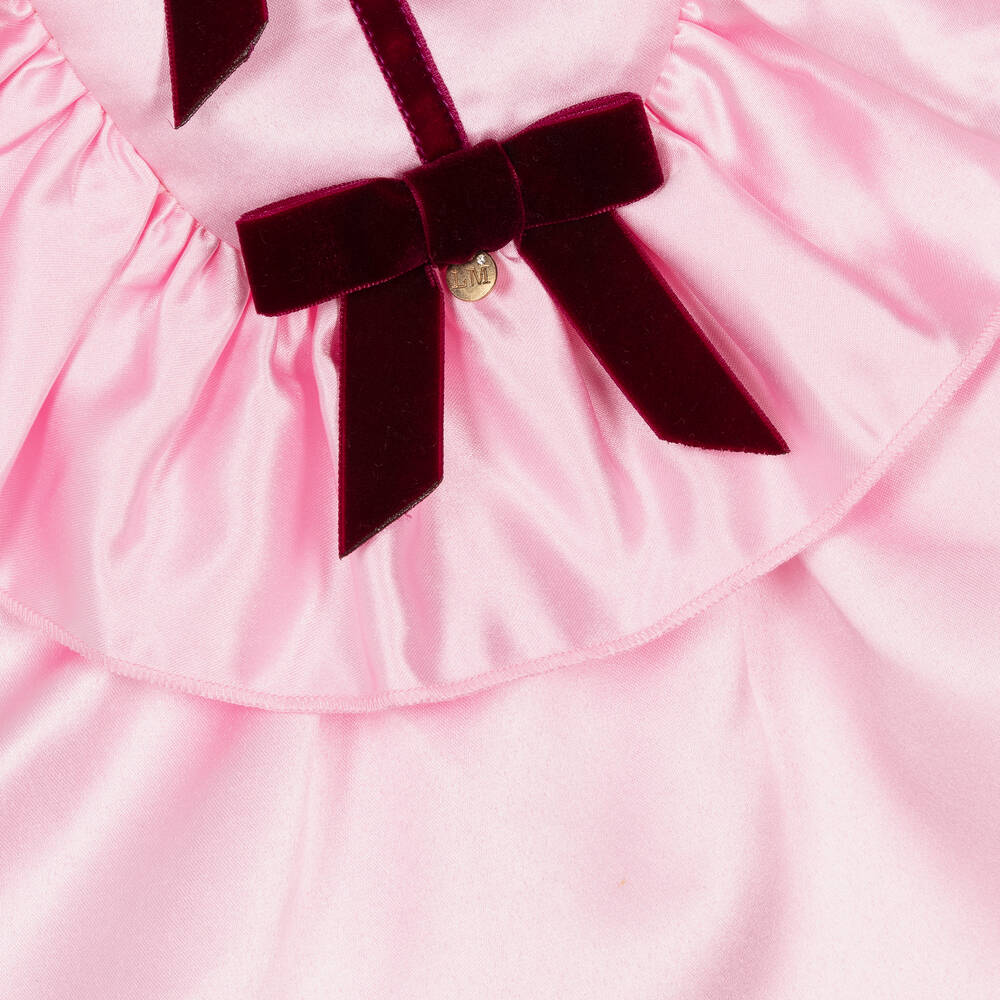 Le Mu-Girls Pink Satin Dress | Childrensalon Outlet