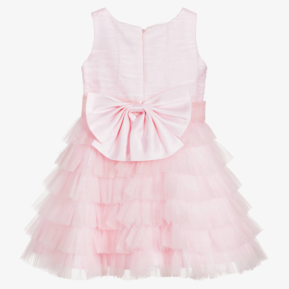 Le Mu-Girls Pink Tiered Tulle Dress | Childrensalon Outlet