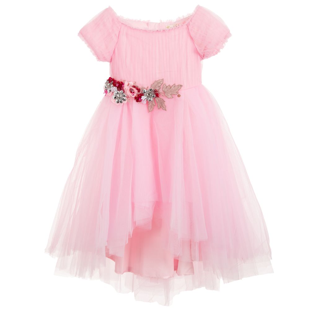 Le Mu - Girls Pink Tulle Dress | Childrensalon