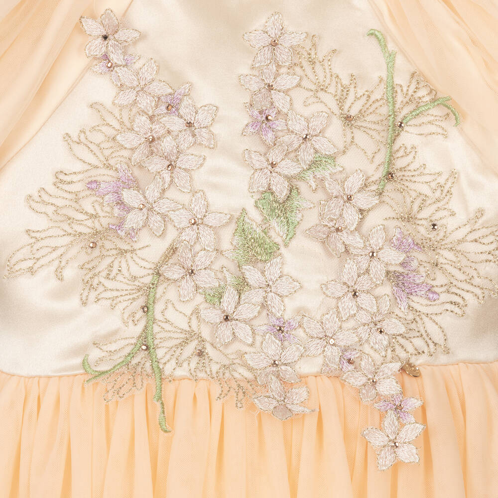 Le Mu-Girls Pink Tulle Long Dress | Childrensalon Outlet