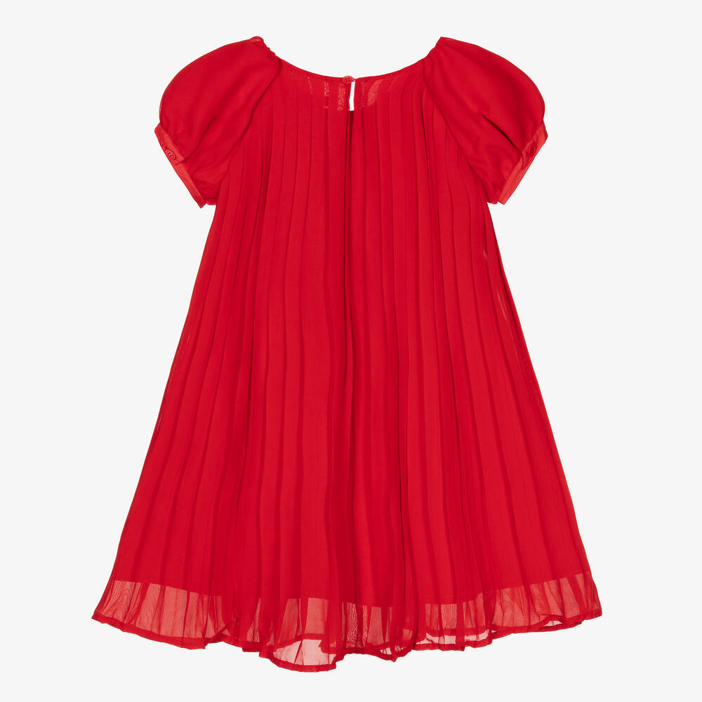 Le Mu-Girls Red Chiffon Dress | Childrensalon Outlet