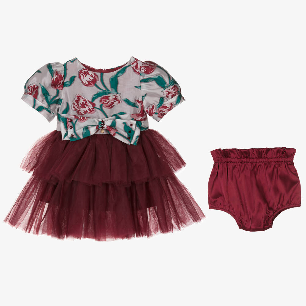 Le Mu-Girls Red Tulip Tulle Dress | Childrensalon Outlet