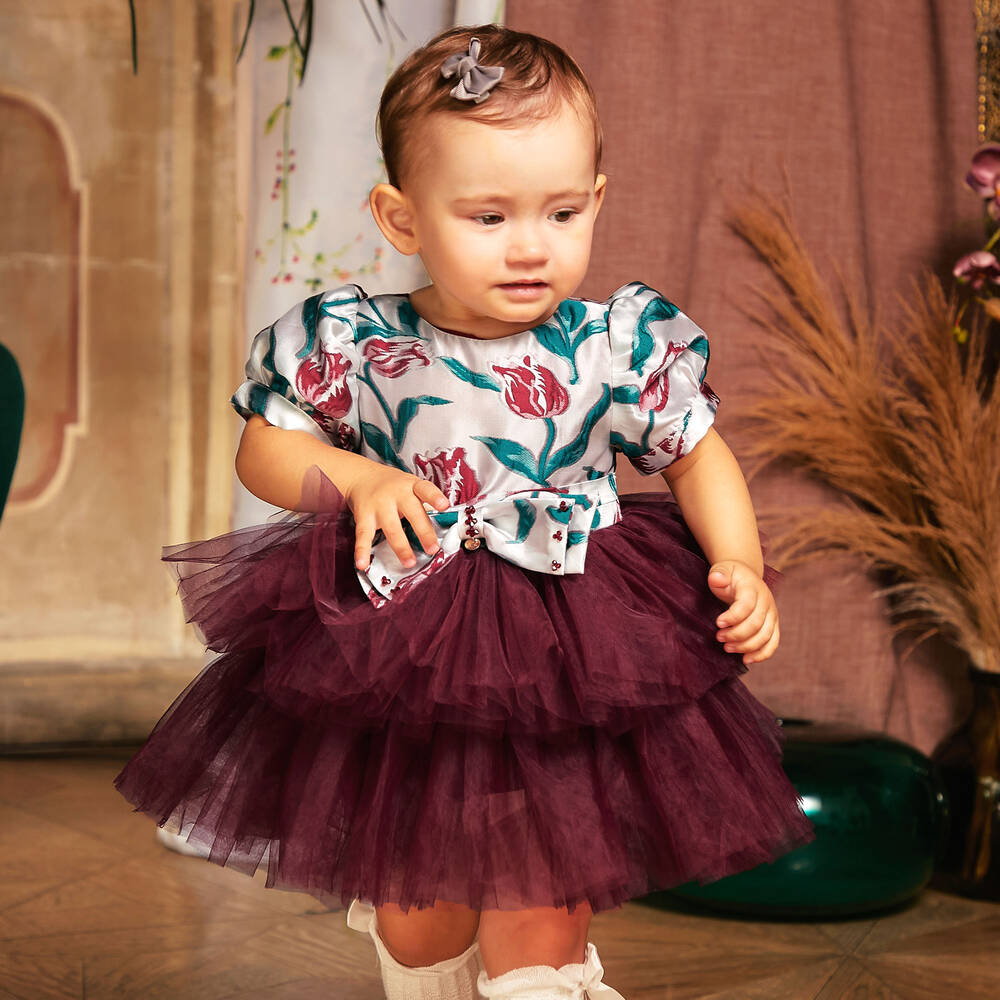 Le Mu-Girls Red Tulip Tulle Dress | Childrensalon Outlet