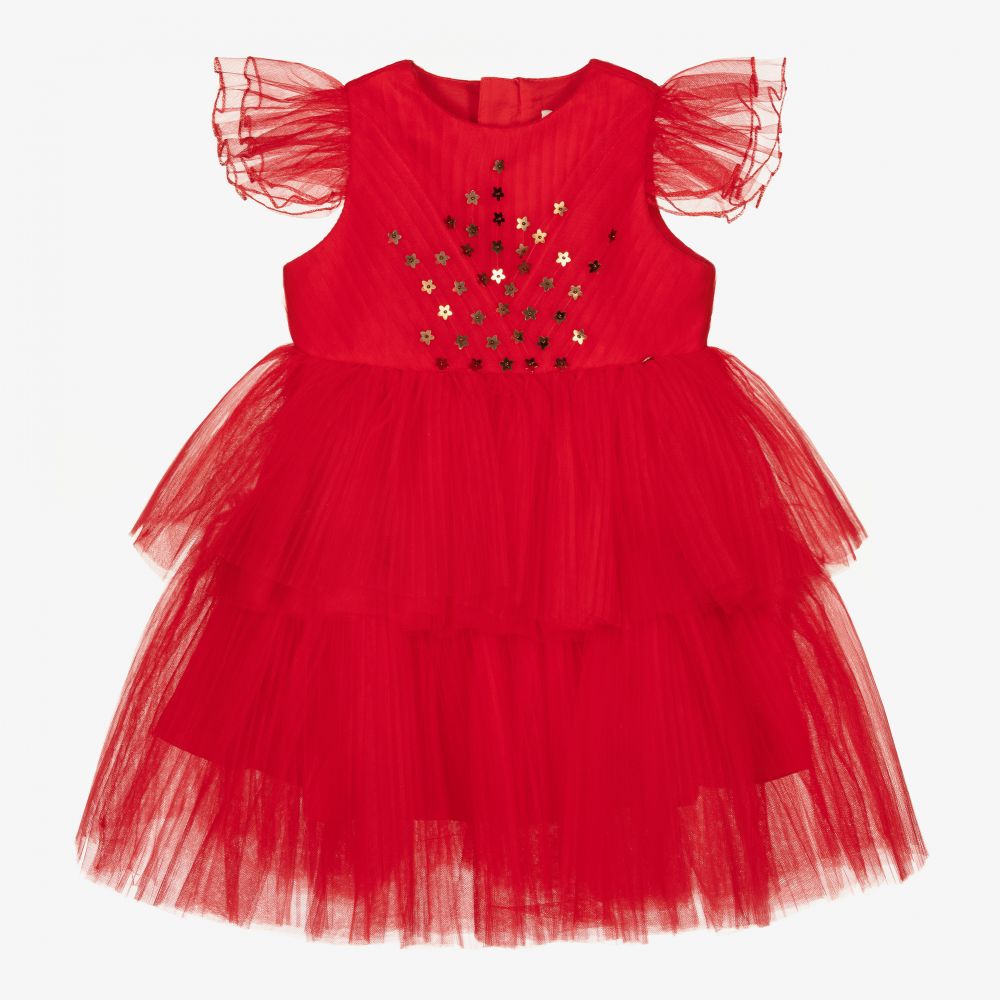 Red tulle dress girls sale