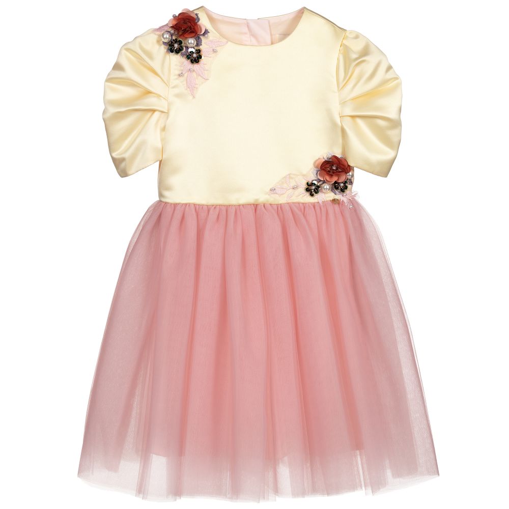 Le Mu - Girls Satin & Tulle Dress | Childrensalon