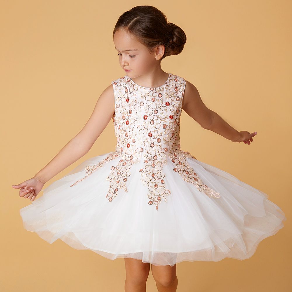 Girls white embroidered dress hotsell