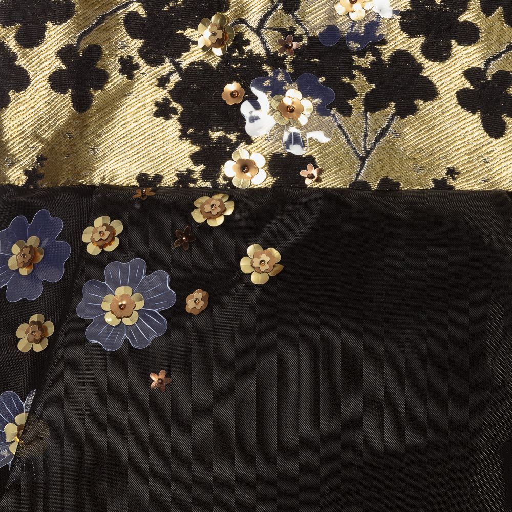 Le Mu-Gold & Black Jacquard Dress | Childrensalon Outlet