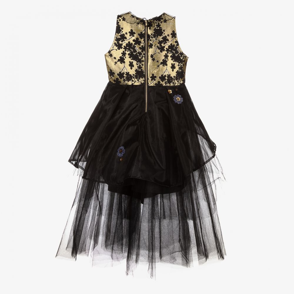 Black and gold jacquard dress top