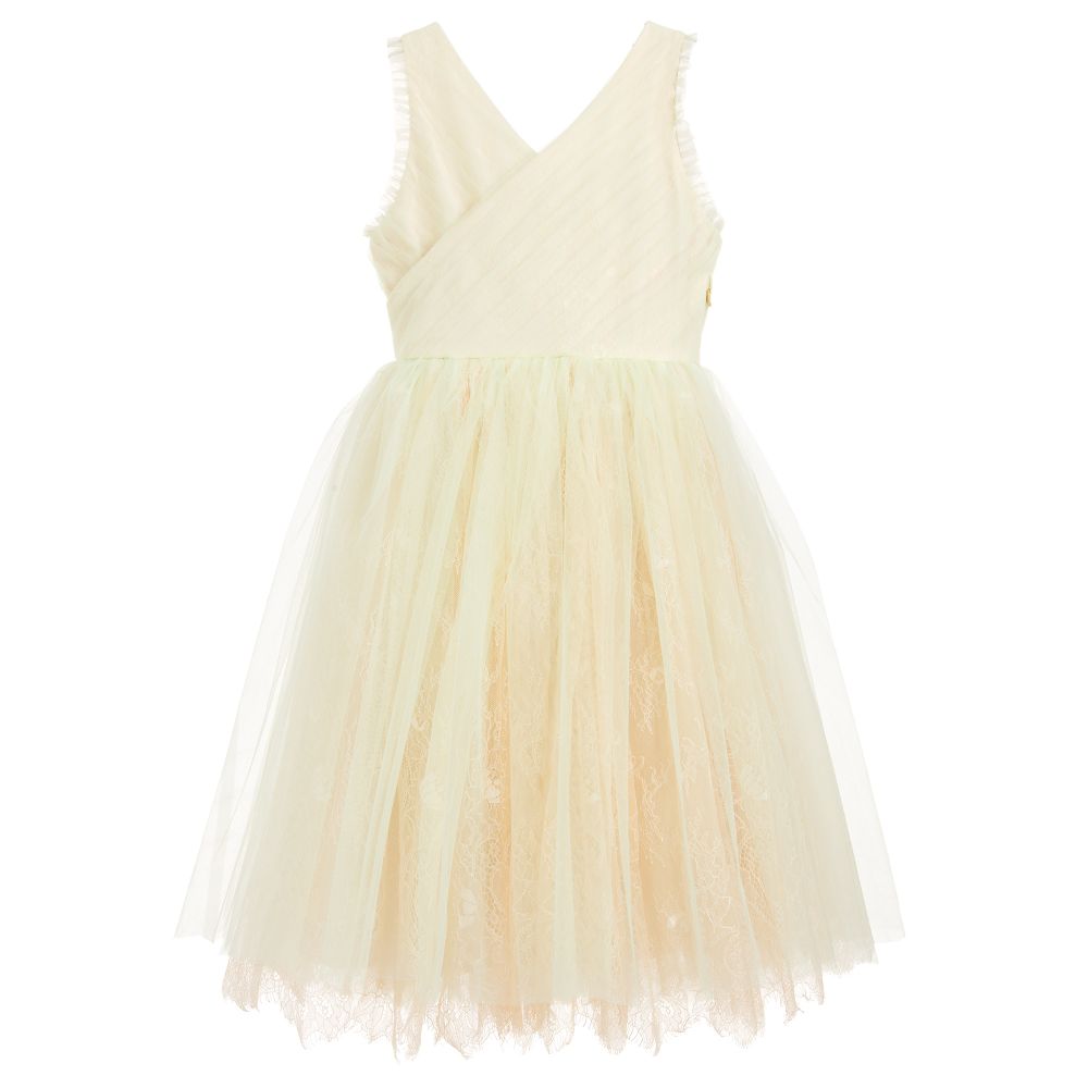 Le Mu-Green Tulle & Lace Dress | Childrensalon Outlet
