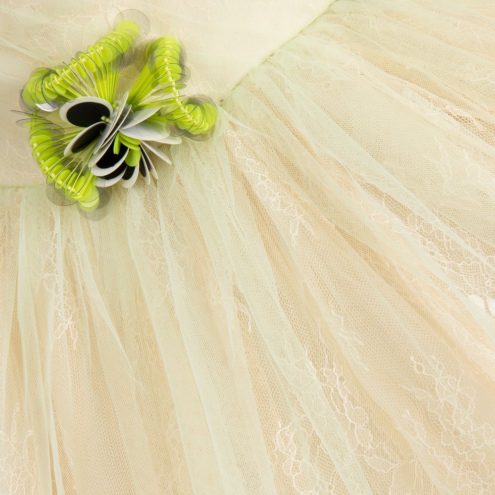Le Mu-Green Tulle & Lace Dress | Childrensalon Outlet