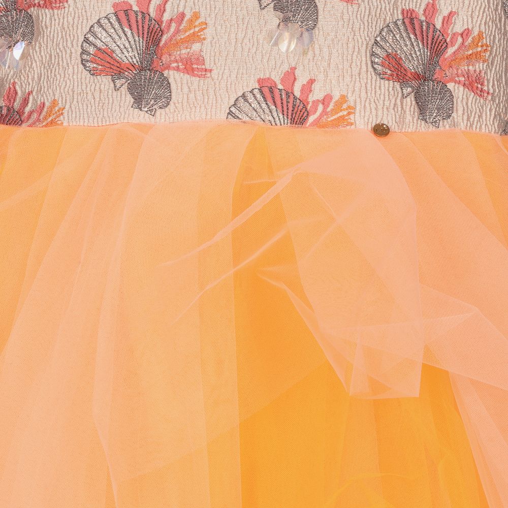 Le Mu-Orange & Pink Jacquard Dress | Childrensalon Outlet