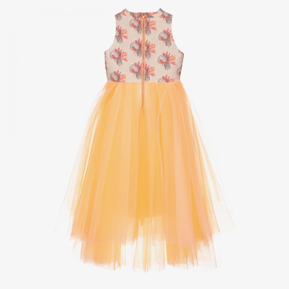 Le Mu-Orange & Pink Jacquard Dress | Childrensalon Outlet