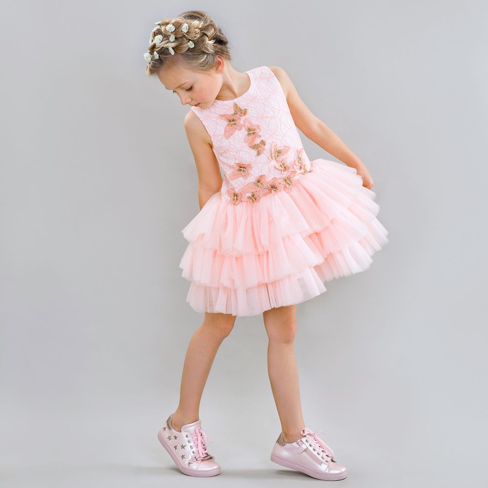Le Mu - Pink Tulle Butterfly Dress | Childrensalon Outlet