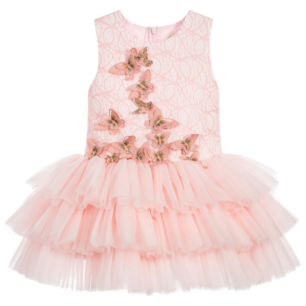 Le Mu - Pink Tulle Butterfly Dress  | Childrensalon