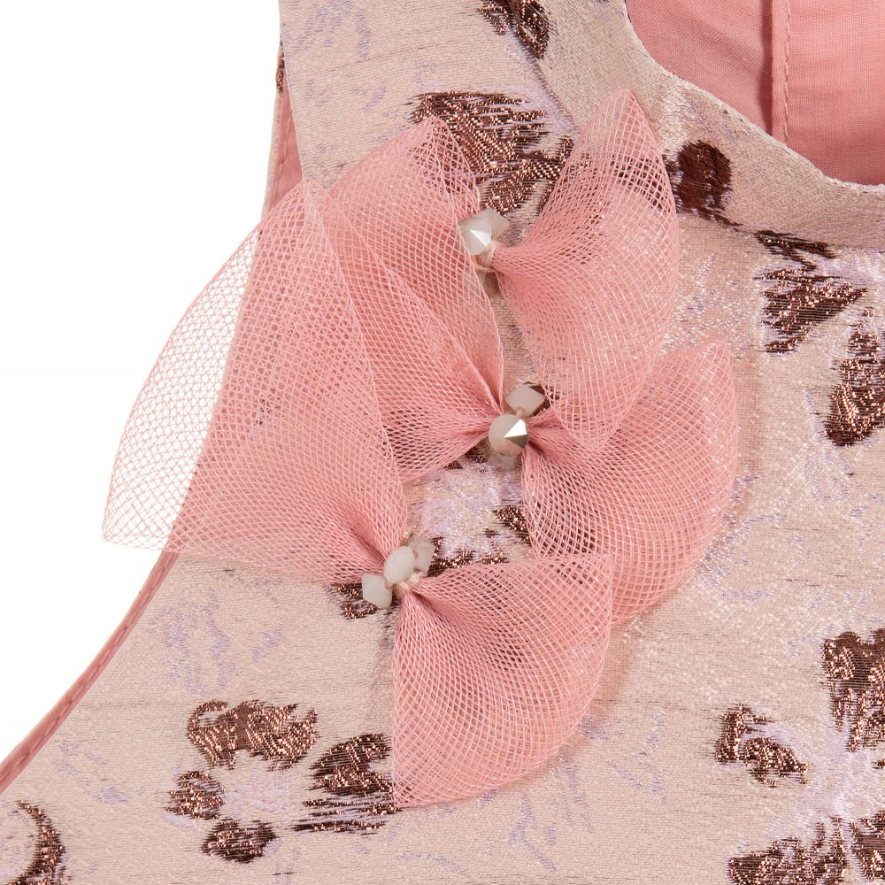 Le Mu-فستان جاكارد وتول لون زهري | Childrensalon Outlet