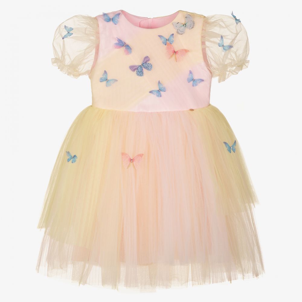 Le Mu - Розово-желтое платье из тюля | Childrensalon