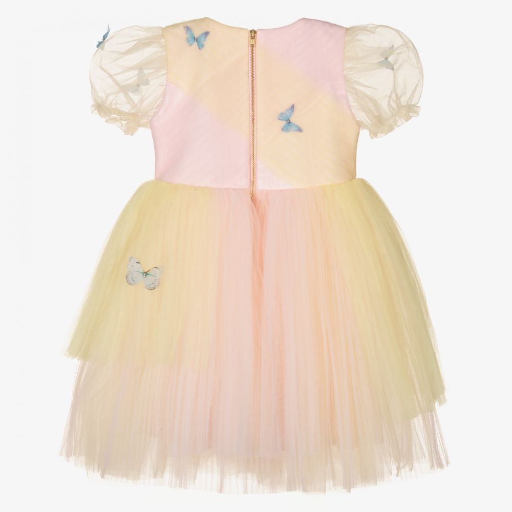 Le Mu-Pink & Yellow Tulle Dress | Childrensalon Outlet