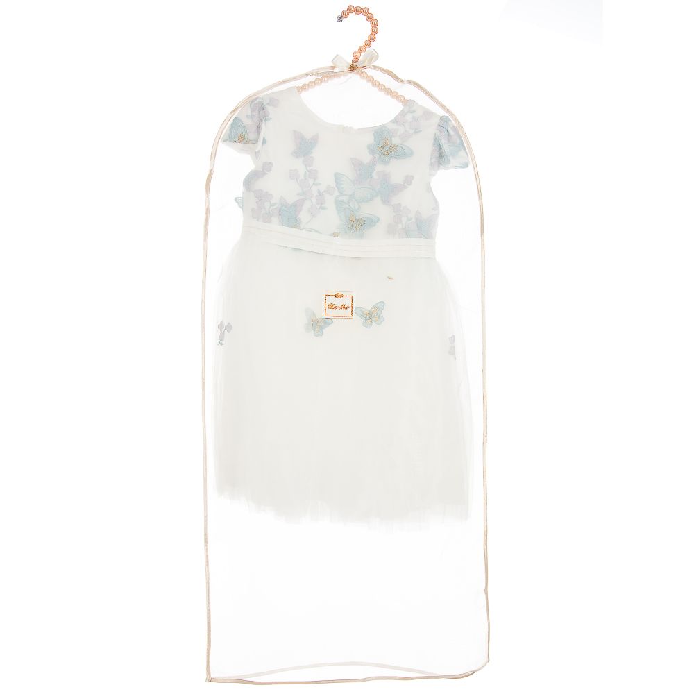 Le Mu-White & Blue Butterfly Dress  | Childrensalon Outlet