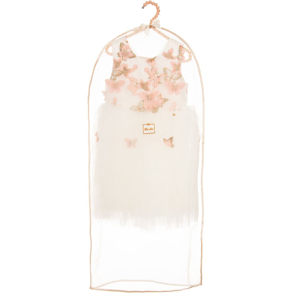 Le Mu-White & Pink Butterfly Dress  | Childrensalon Outlet