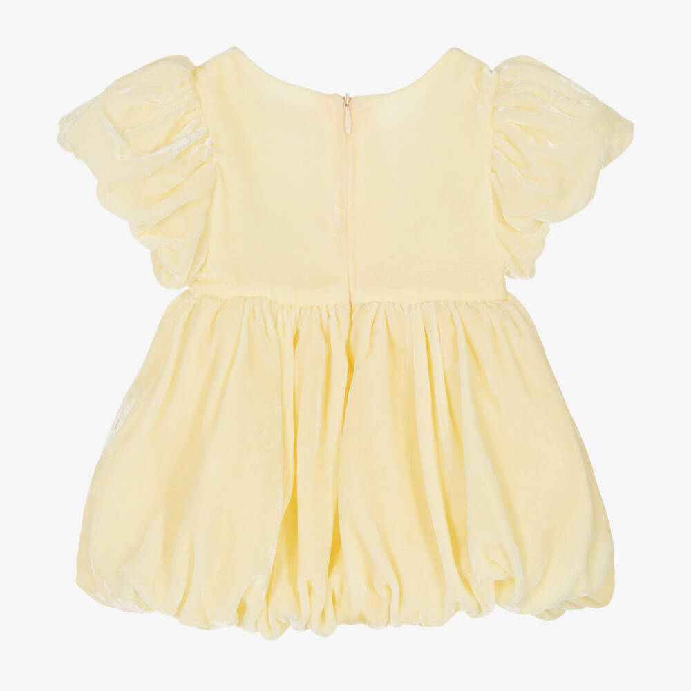 Le Mu-فستان أطفال بناتي مخمل لون أصفر | Childrensalon Outlet