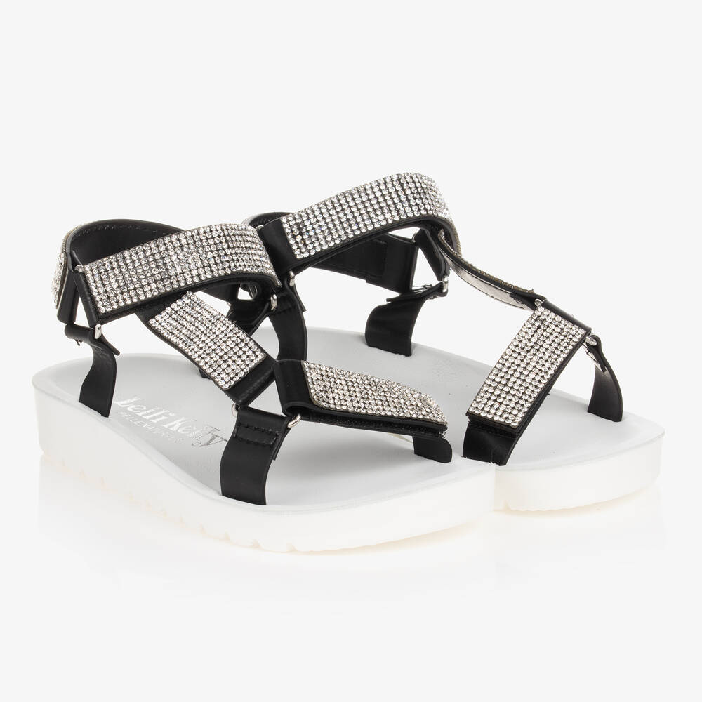 Lelli Kelly - Girls Black Diamanté Sandals | Childrensalon