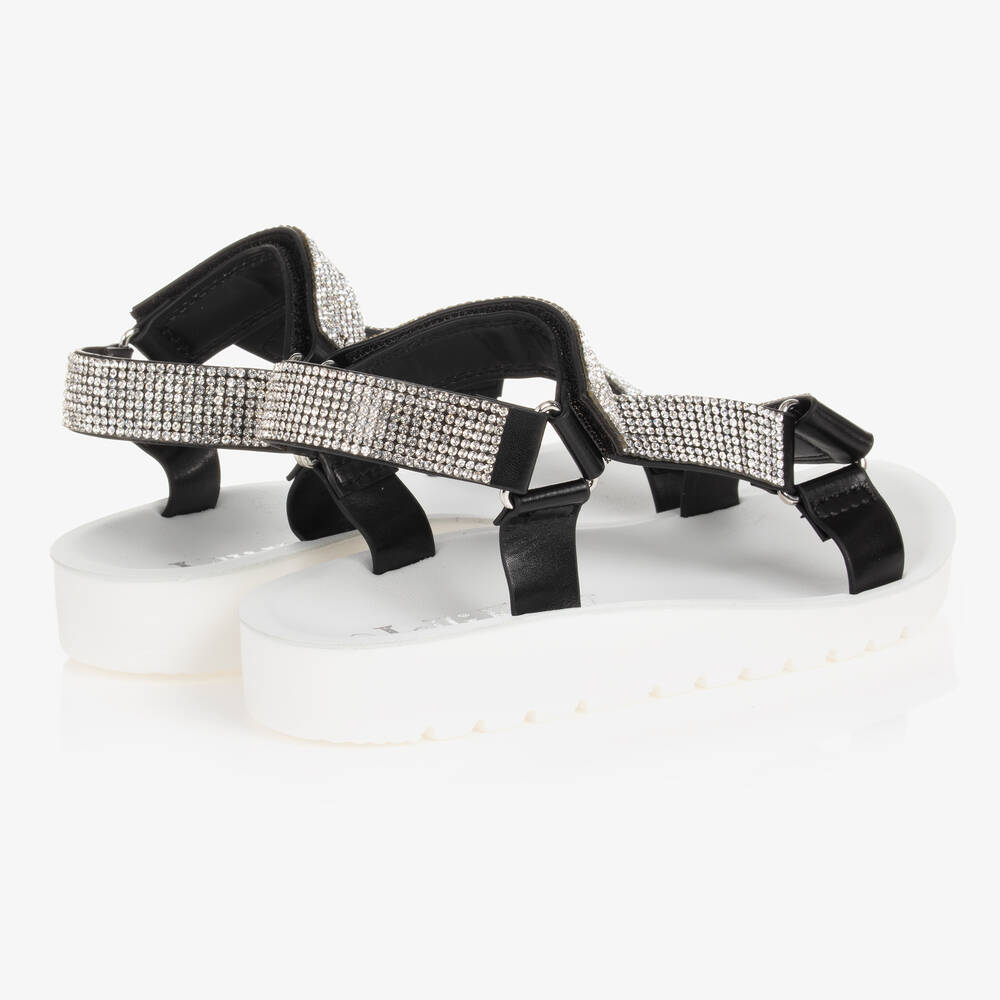 Ladies black sale diamante sandals