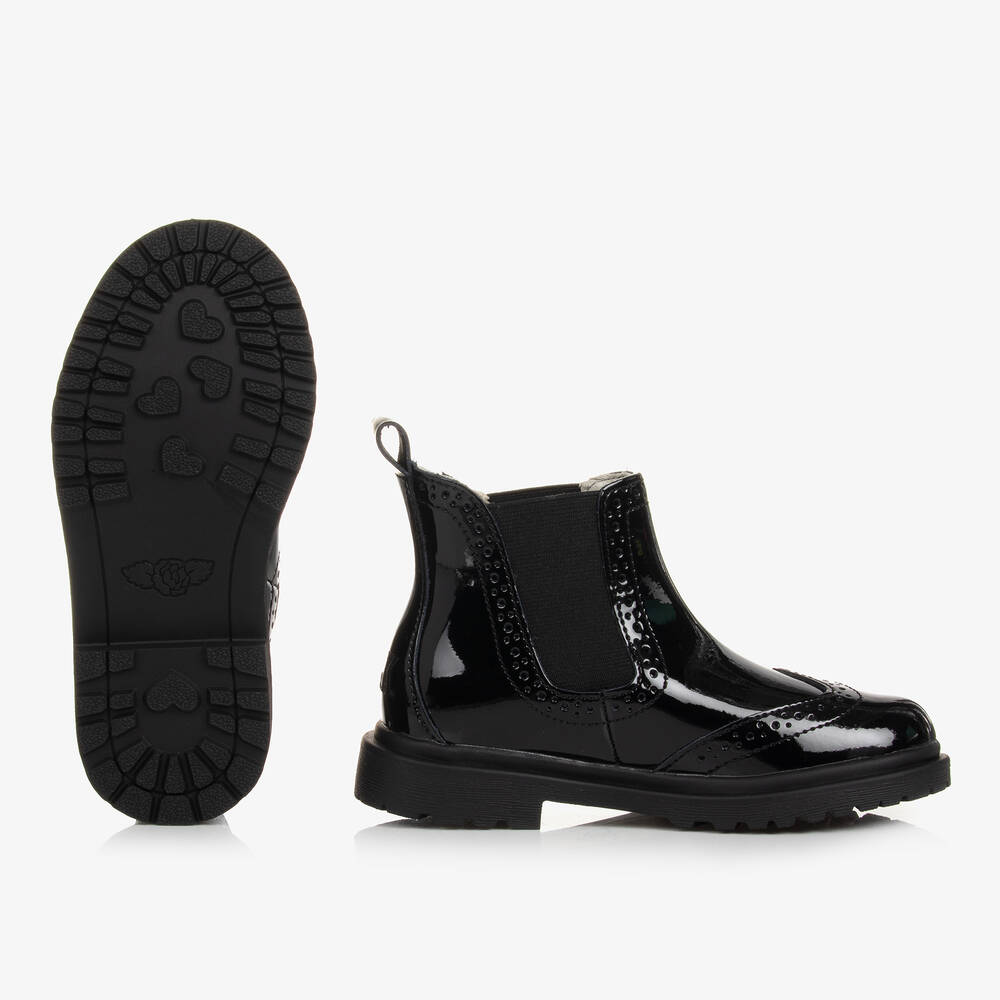 ليلي كيلي-بوت جلد لامع لون أسود للبنات | Childrensalon Outlet