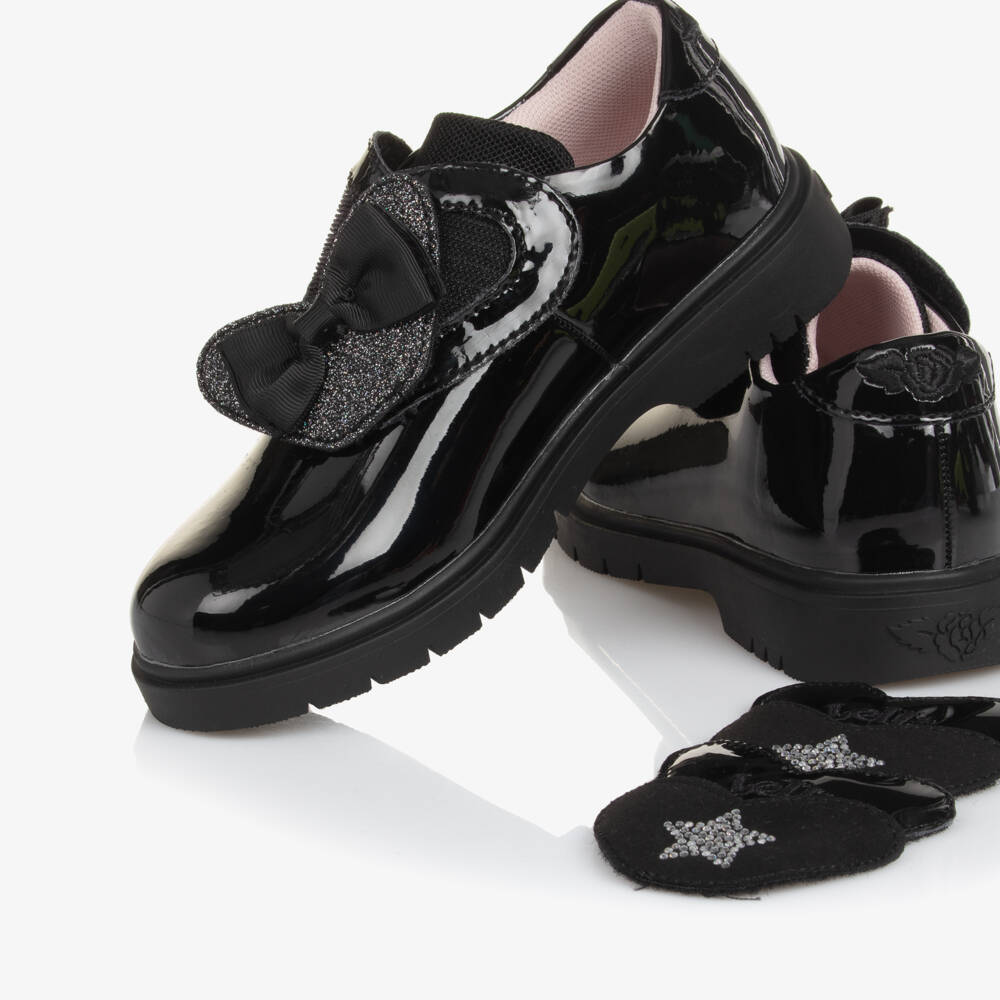 Lelli Kelly-Girls Black Patent Leather Velcro Shoes with Removable Patches | Childrensalon Outlet