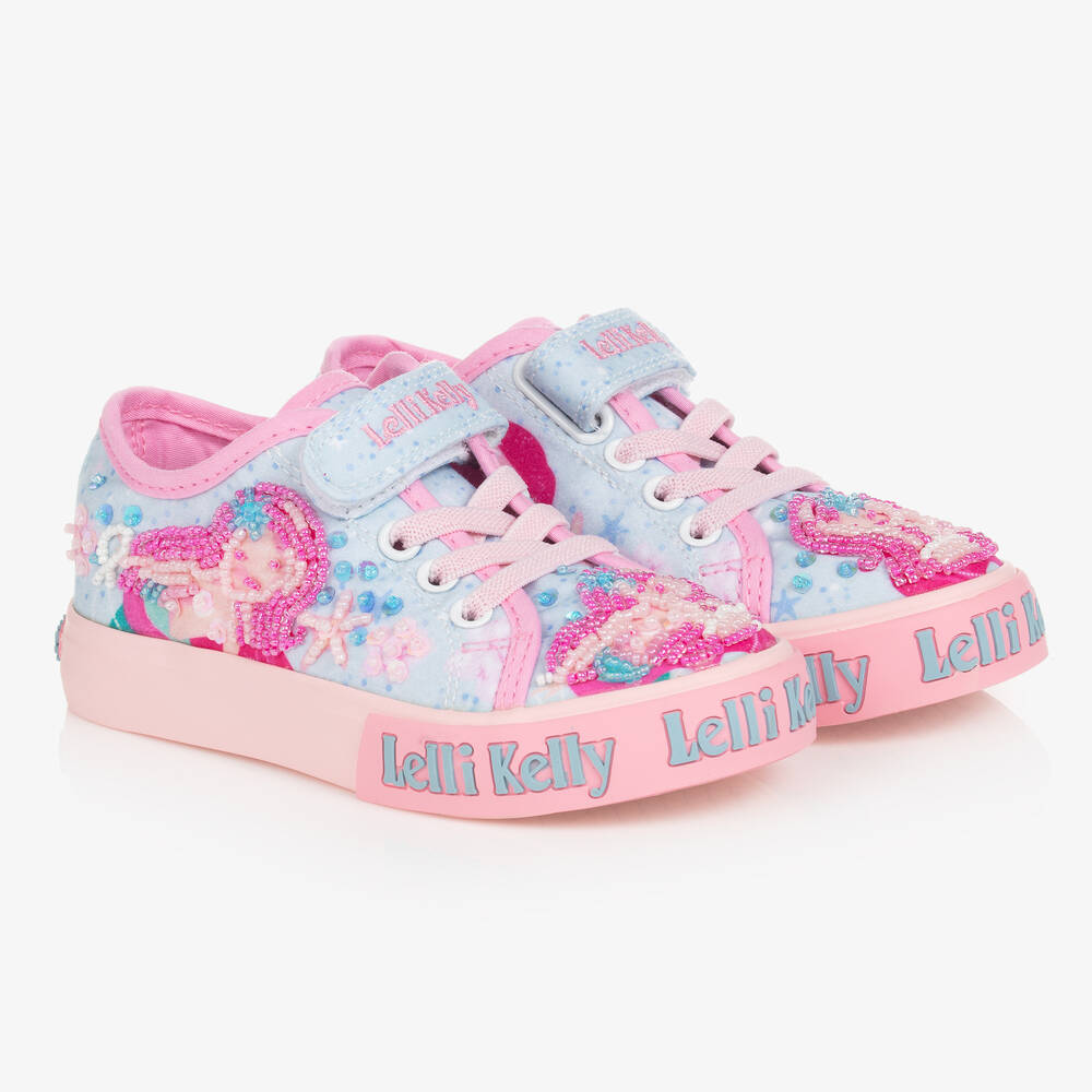 Lelli Kelly - Girls Blue Hand-Beaded Mermaid Trainers | Childrensalon