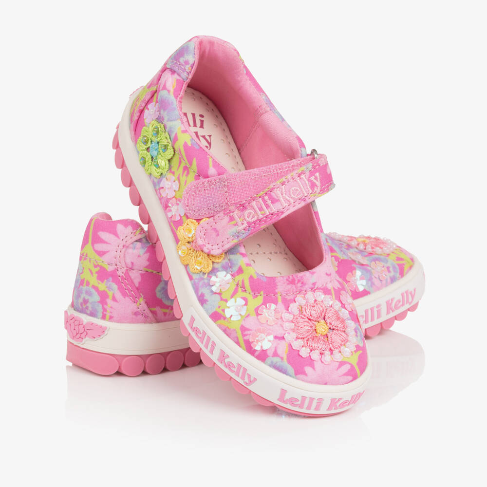 Lelli Kelly-Girls Blush Floral Beaded Shoe | Childrensalon Outlet