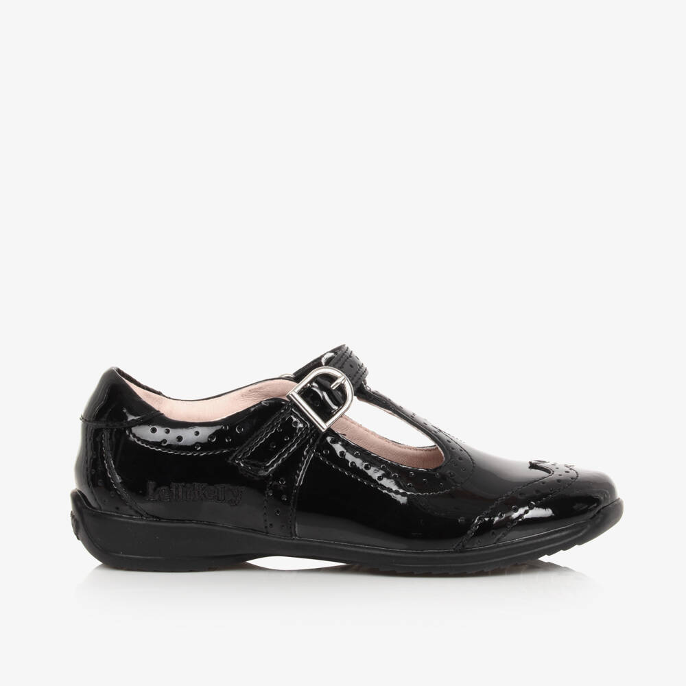 Lelli Kelly-Girls Elegant Black Glossy T-Strap Flats | Childrensalon Outlet