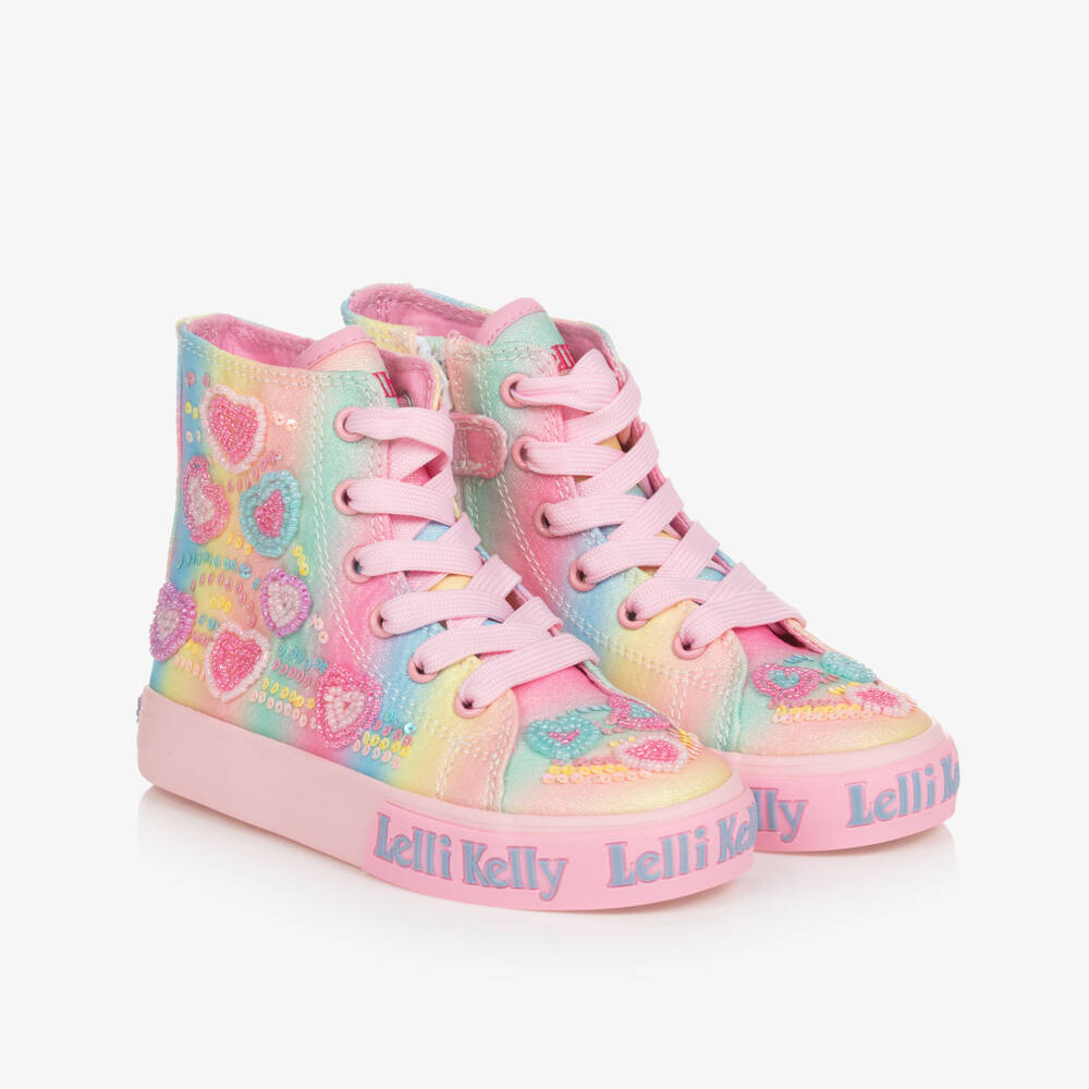 Lelli Kelly-Girls Glittery Rainbow High-Top Trainers | Childrensalon Outlet