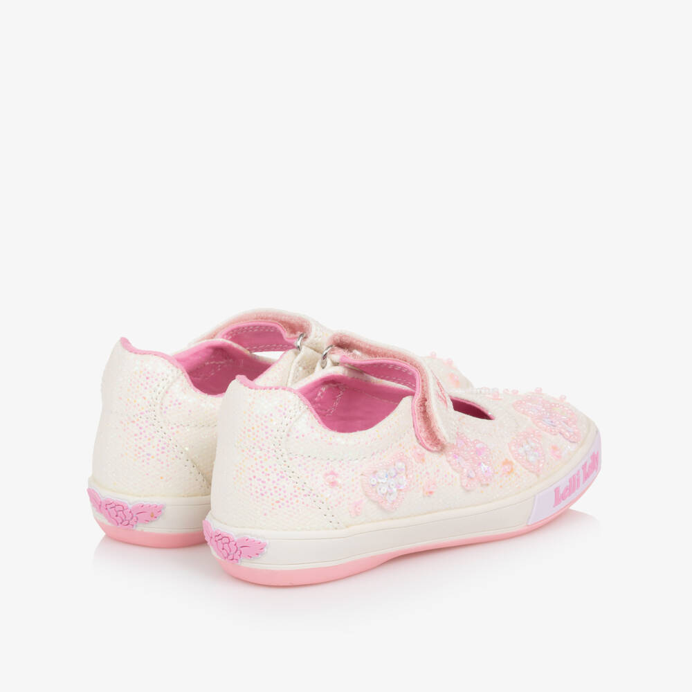 Lelli Kelly-Girls Glittery White & Pink Beaded Shoes | Childrensalon Outlet