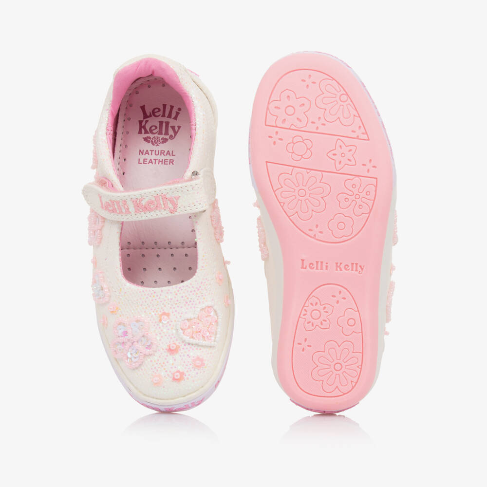 Lelli Kelly-Girls Glittery White & Pink Beaded Shoes | Childrensalon Outlet
