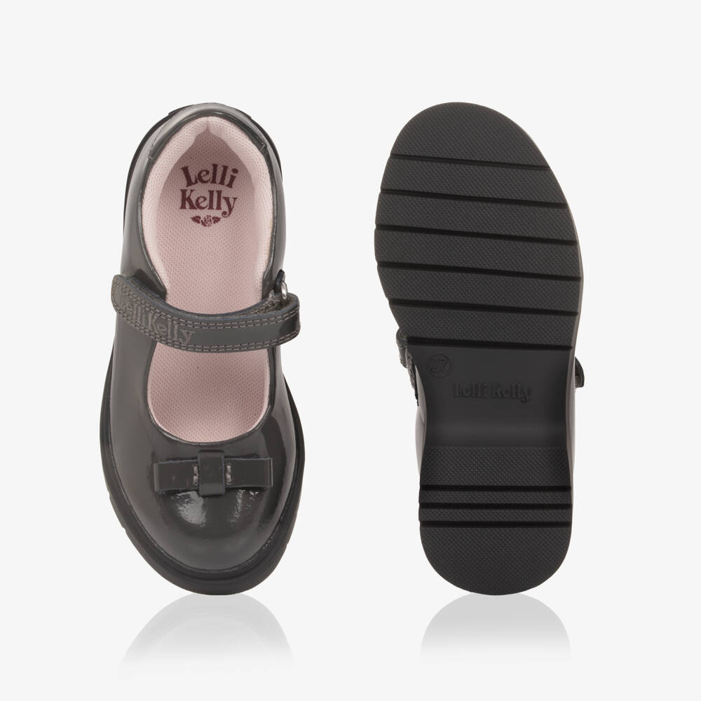 Lelli Kelly-Girls Grey Patent Leather Bar Shoes with Bow Detail | Childrensalon Outlet
