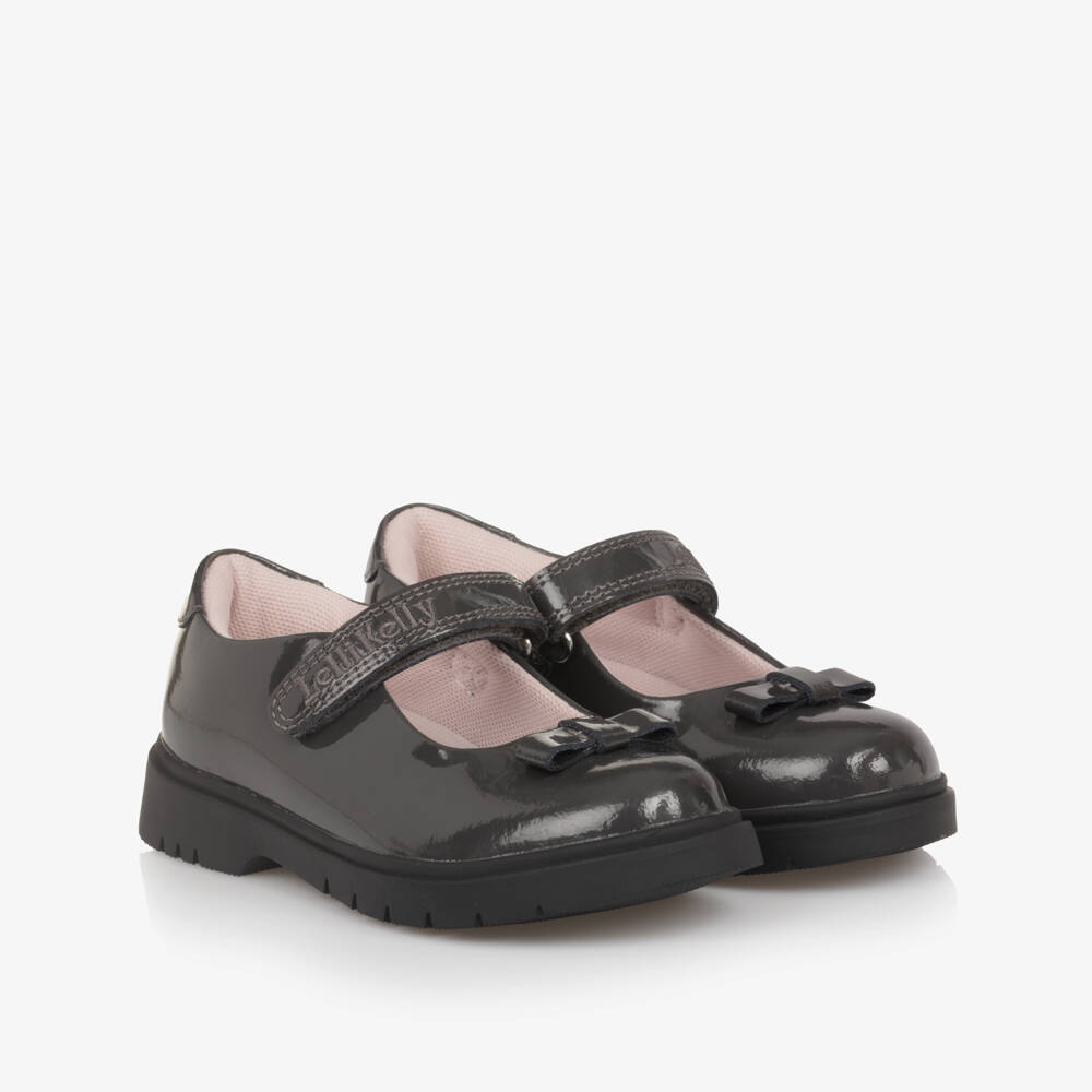 Lelli Kelly-Girls Grey Patent Leather Bar Shoes with Bow Detail | Childrensalon Outlet