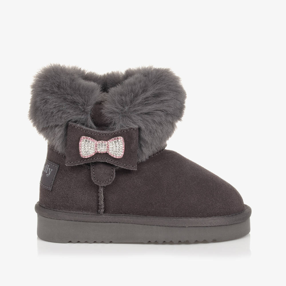 Lelli Kelly Girls Grey Suede Fur Lined Boots