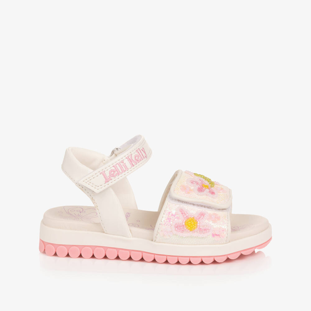 Lelli Kelly-Girls Ivory Flower Decorated Sandals | Childrensalon Outlet