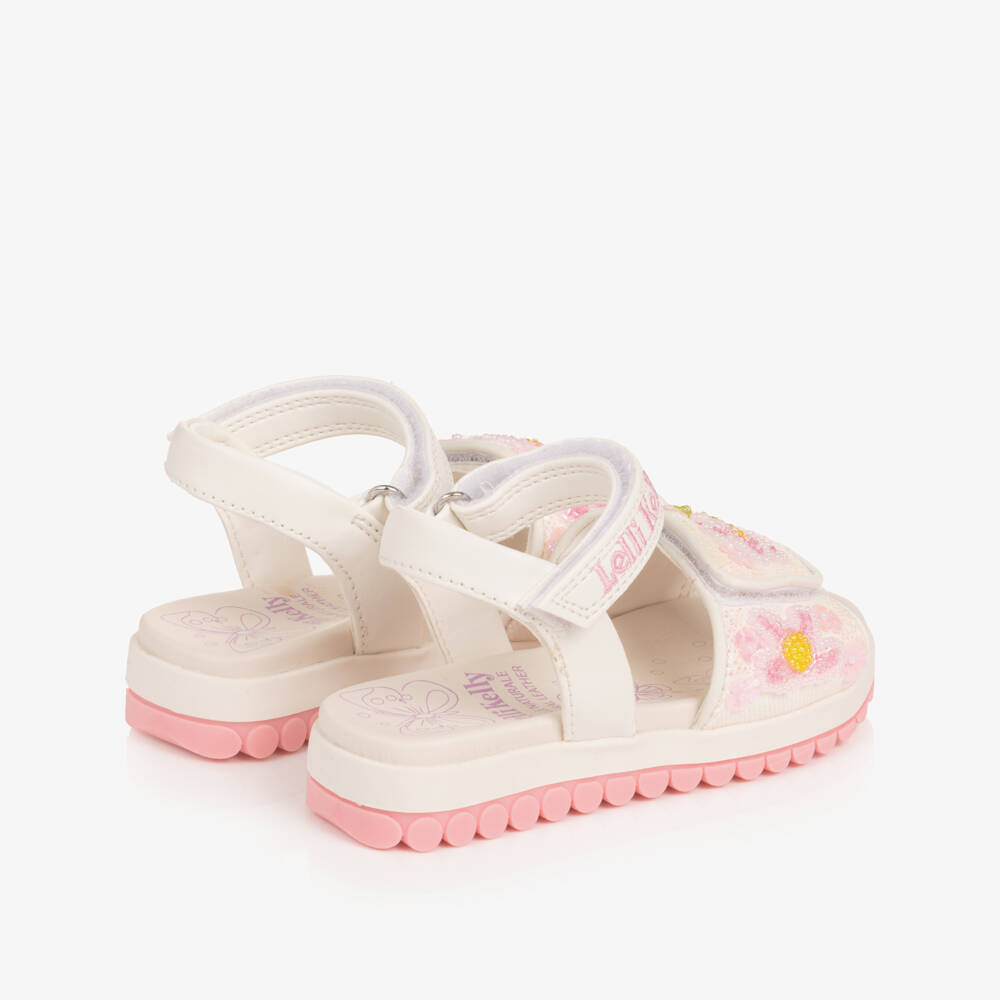 Lelli Kelly-Girls Ivory Flower Decorated Sandals | Childrensalon Outlet