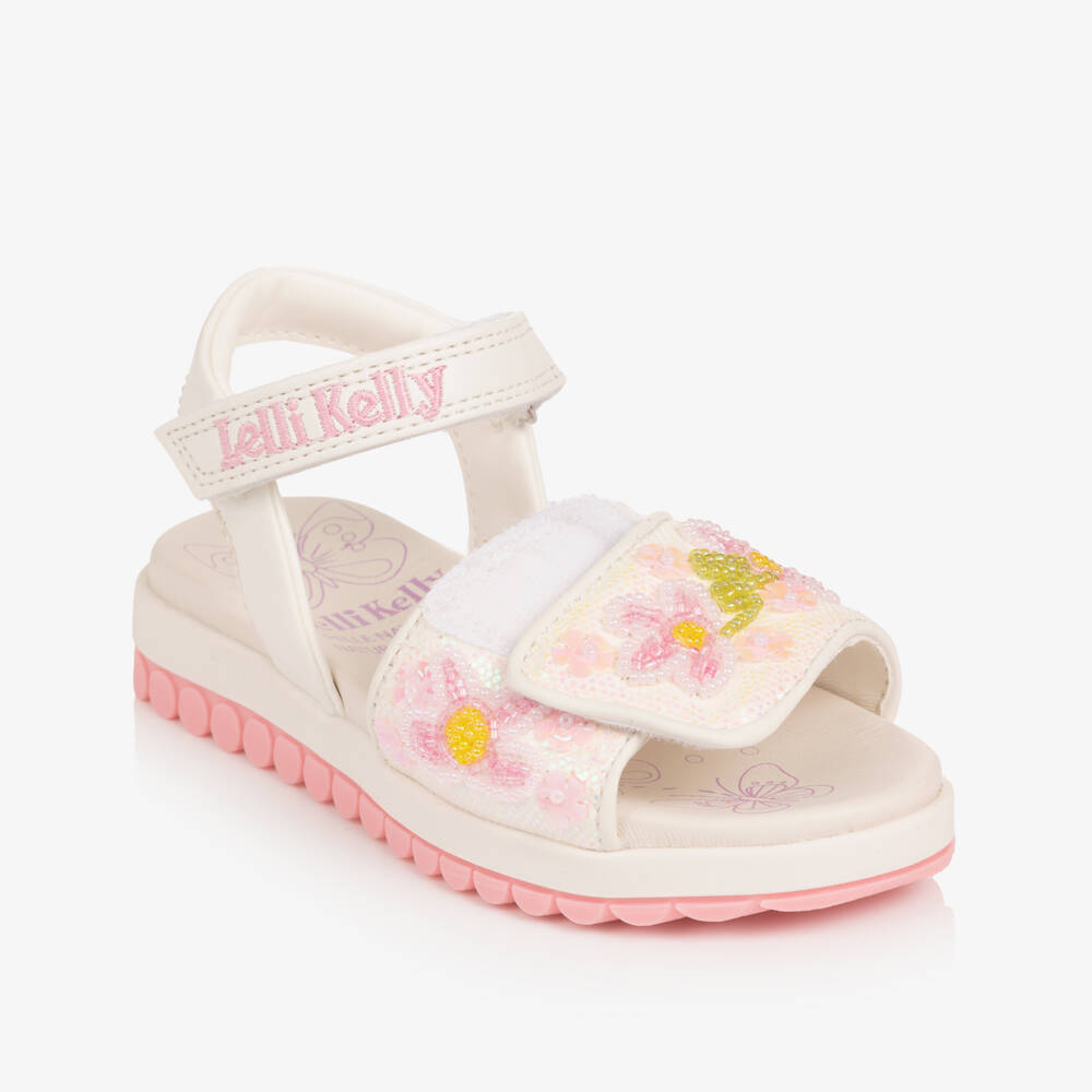 Lelli Kelly-Girls Ivory Flower Decorated Sandals | Childrensalon Outlet
