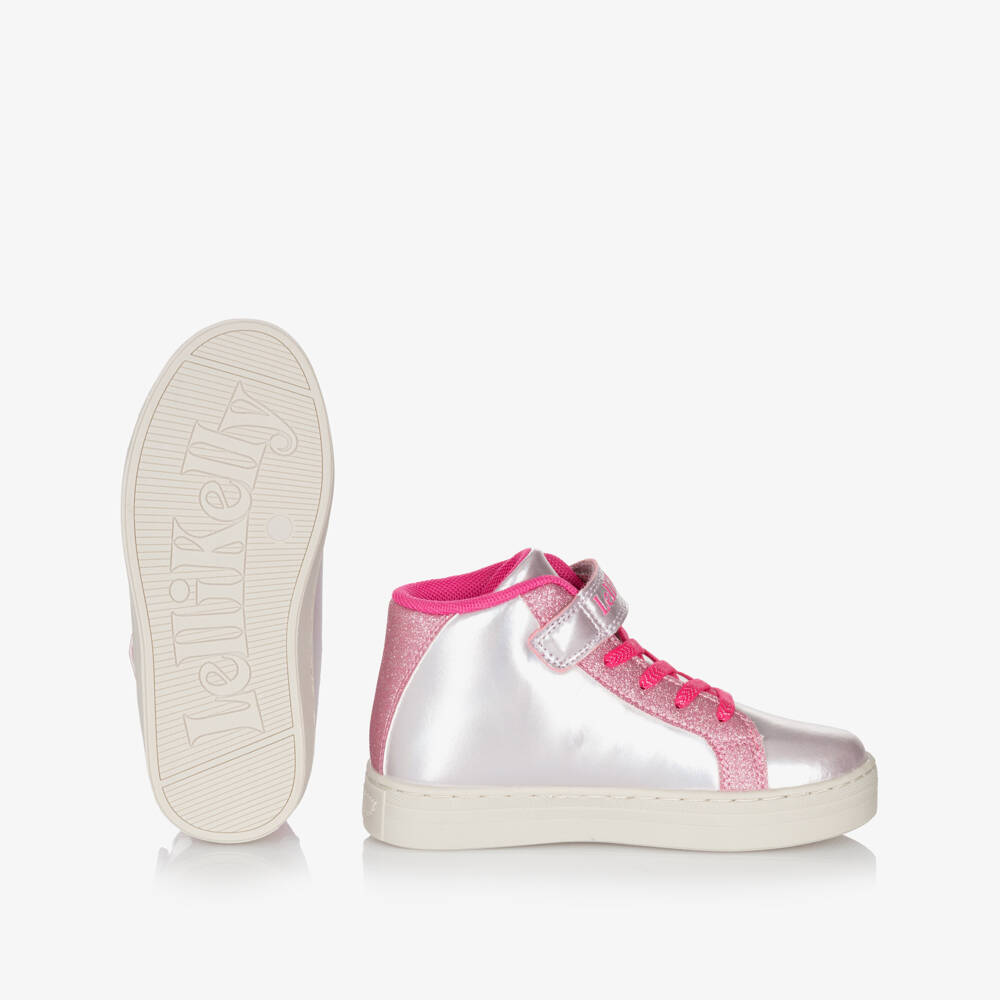 Lelli Kelly-Girls Metallic Pink High-Top Trainers with Heart Patches | Childrensalon Outlet