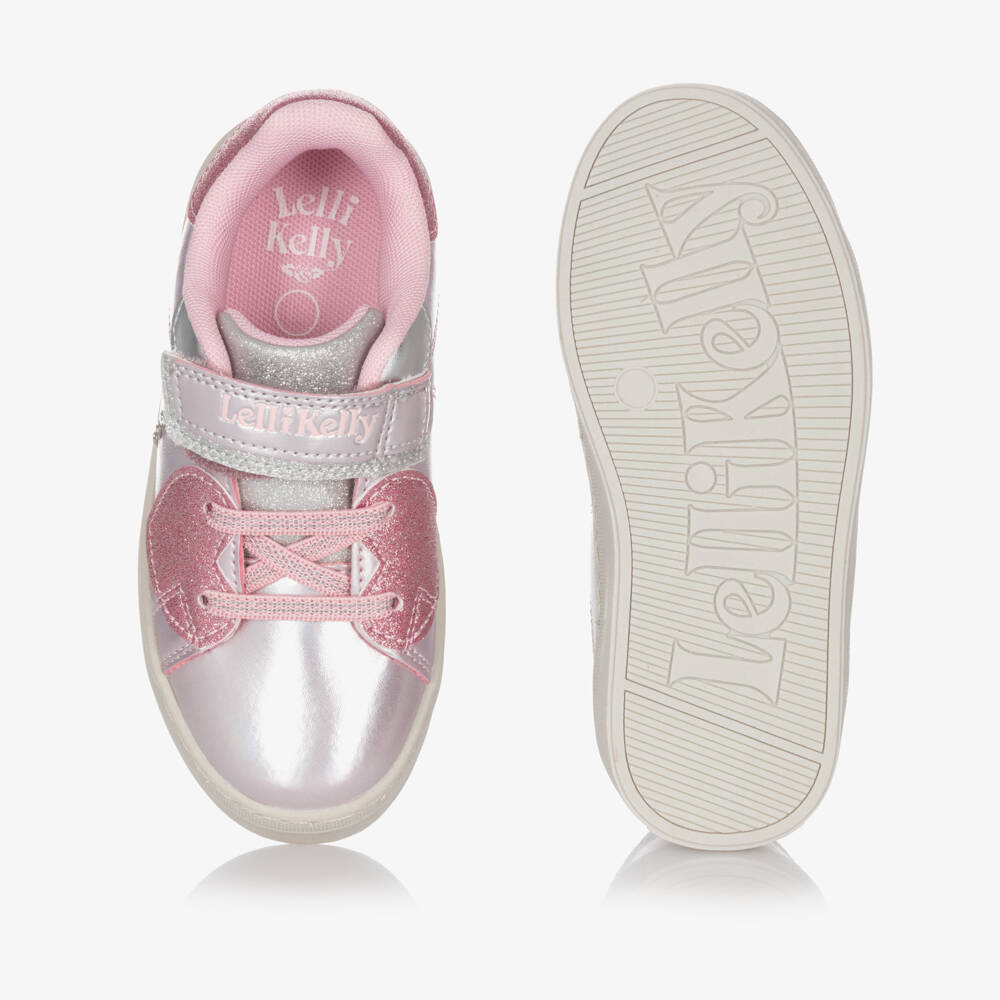 Lelli Kelly-Girls Metallic Pink Trainers with Glittery Hearts | Childrensalon Outlet