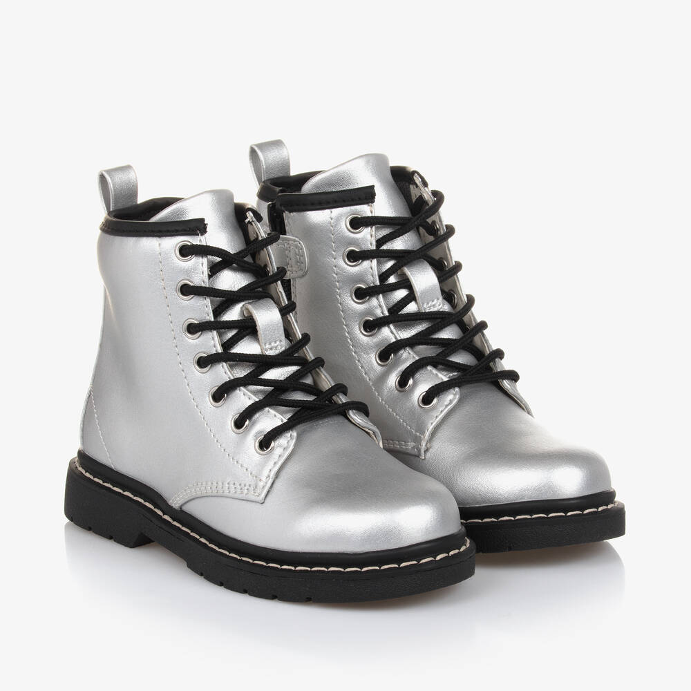 Lelli Kelly - Girls Metallic Silver Faux Leather Boots | Childrensalon