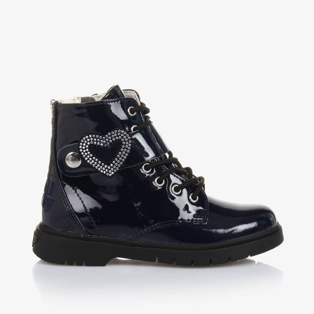 Navy blue patent boots discount