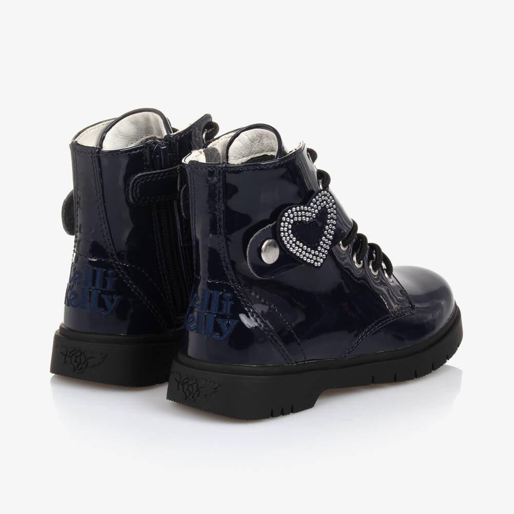 Girls navy top leather boots