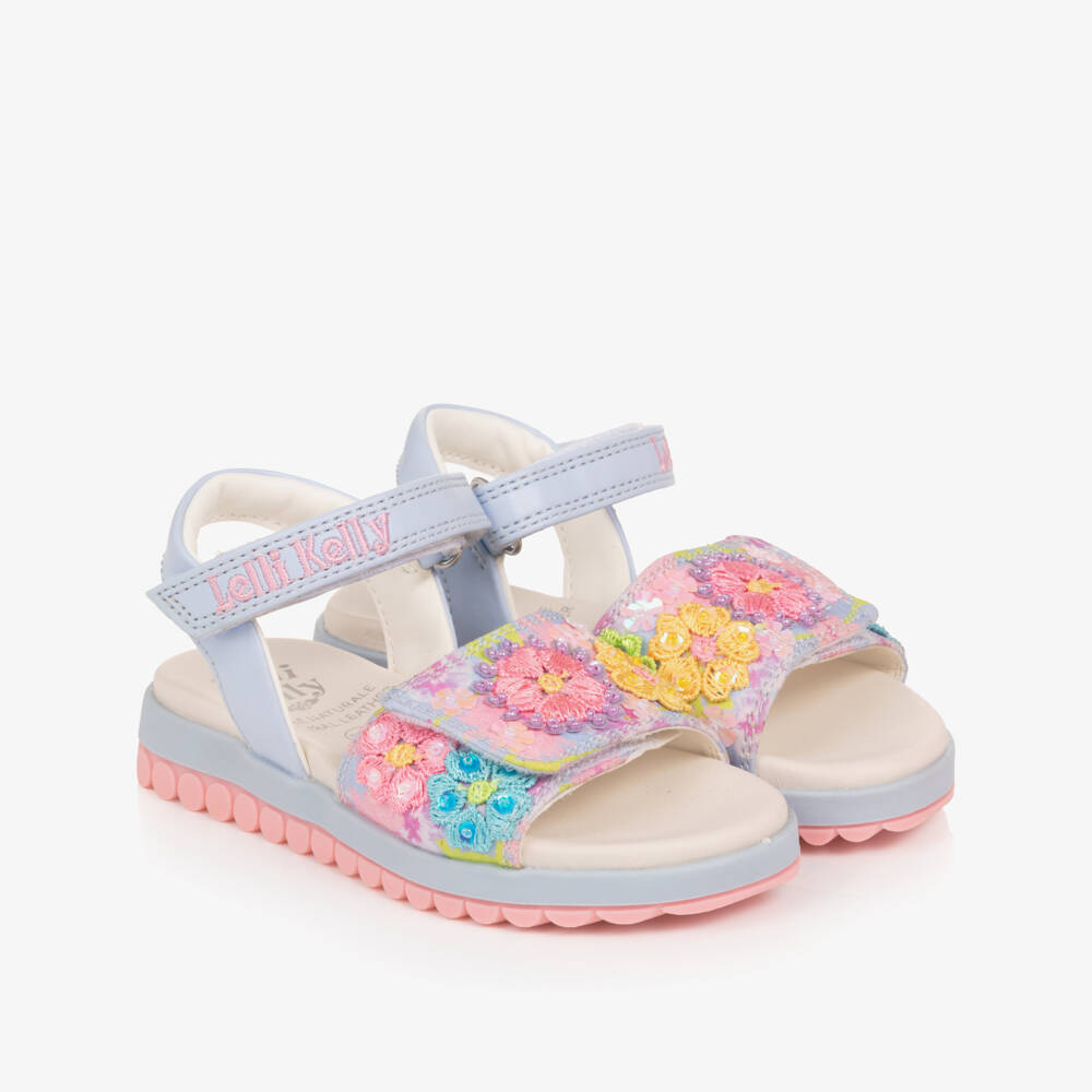 Lelli Kelly-Girls Navy Blue Floral Bead Sandals | Childrensalon Outlet