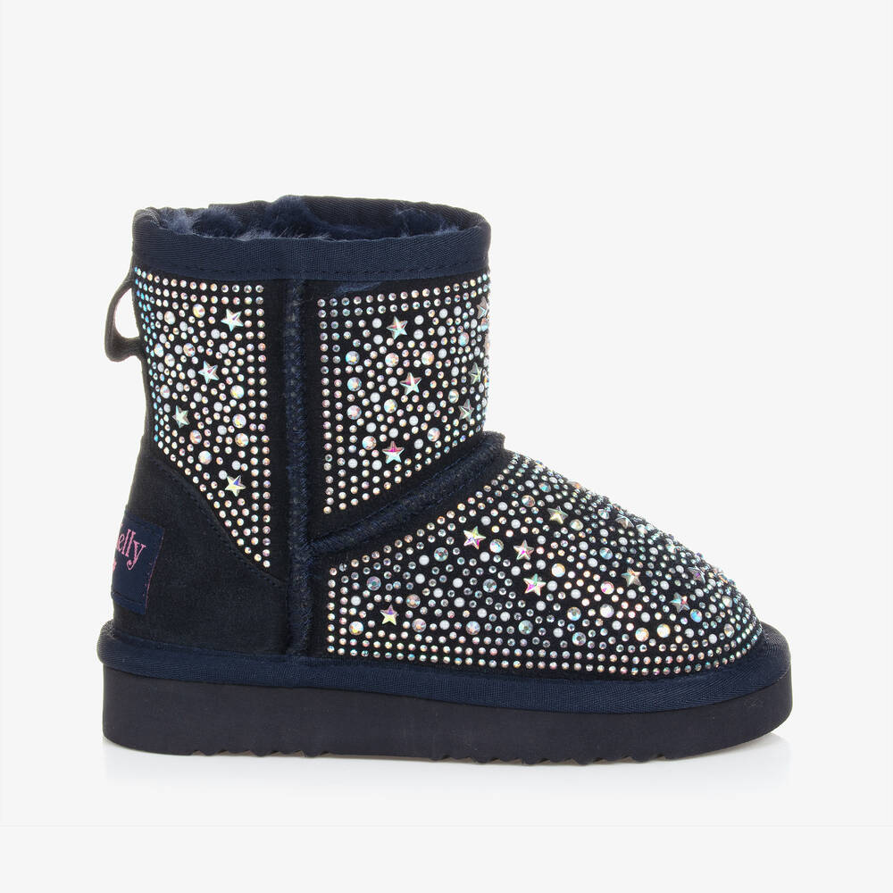 Lelli Kelly-Girls Navy Blue Sparkly Suede Boots | Childrensalon Outlet